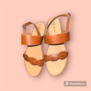 NEW! Time & True Brown Twist Strap Memory Foam Sandals for Women, Size 10